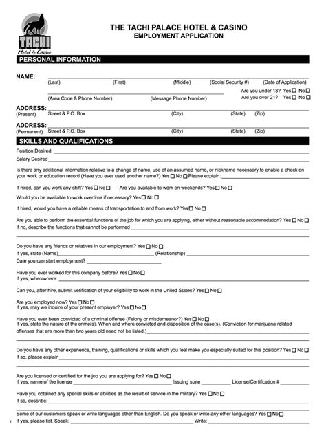 tachi palace employment|tachi palace job application.
